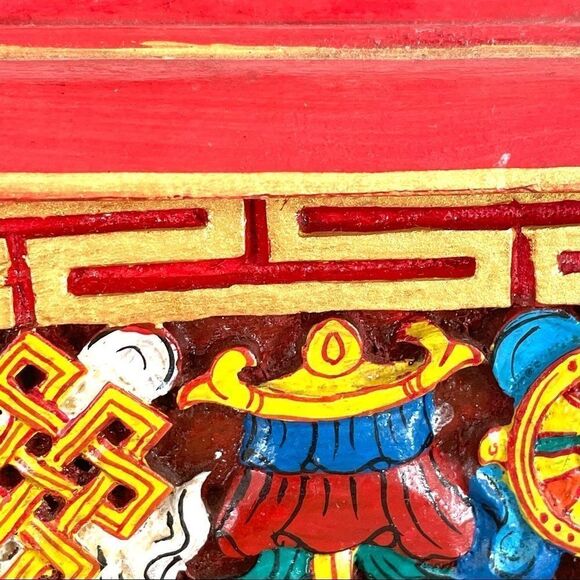 Red carved wooden incense burner - Picture 16 of 16